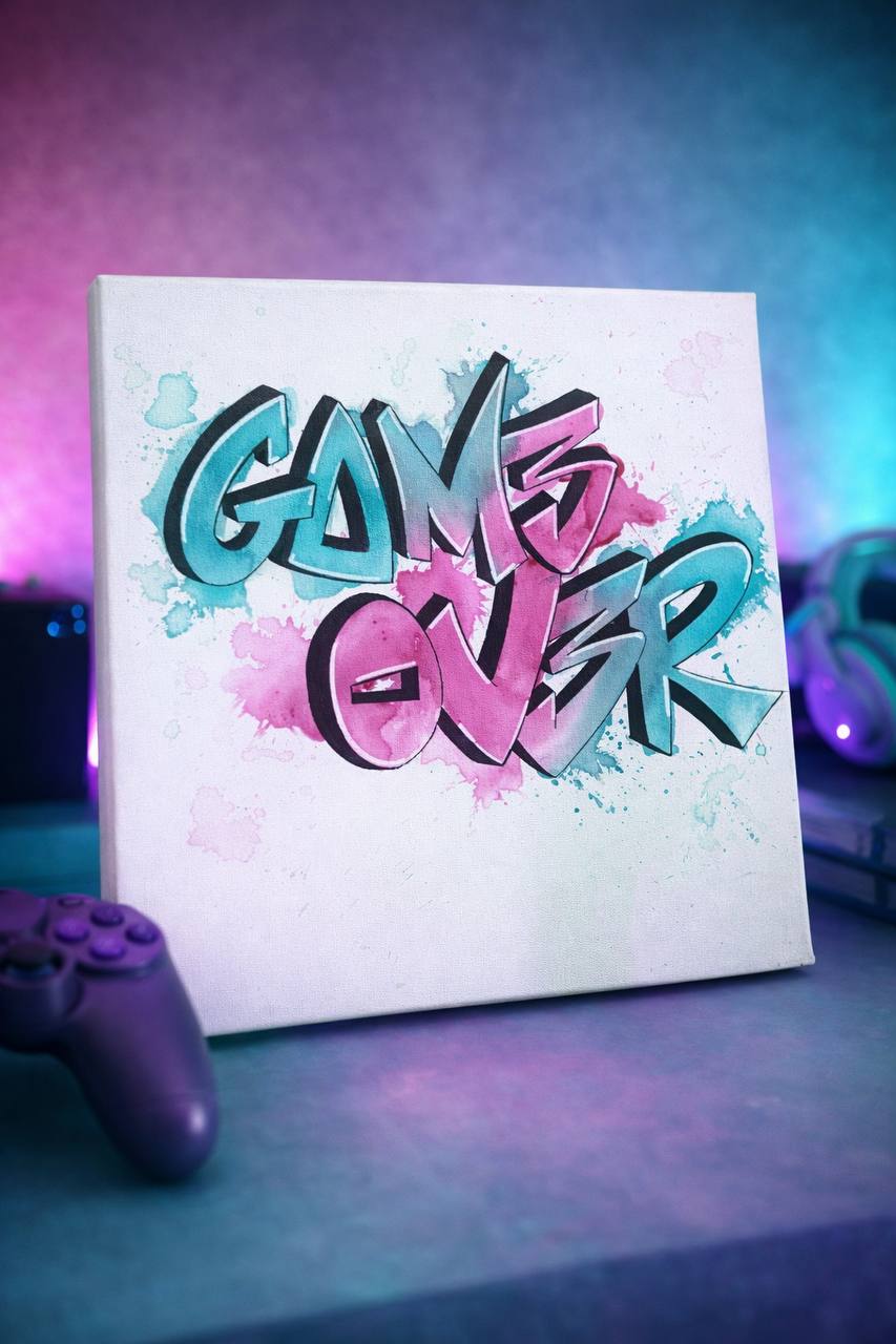 Game Over - Tableau original peint à la main par īNGRīD - Art street art contemporain iKUSTOMade