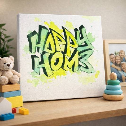 Happy Home - Tableau original peint à la main par īNGRīD - Art street art contemporain iKUSTOMade