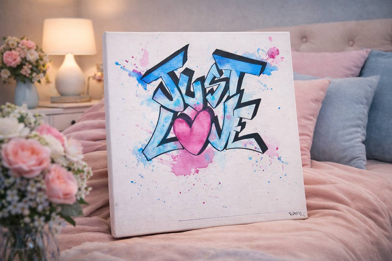 Just Love - Tableau original peint à la main par īNGRīD - Art street art contemporain iKUSTOMade